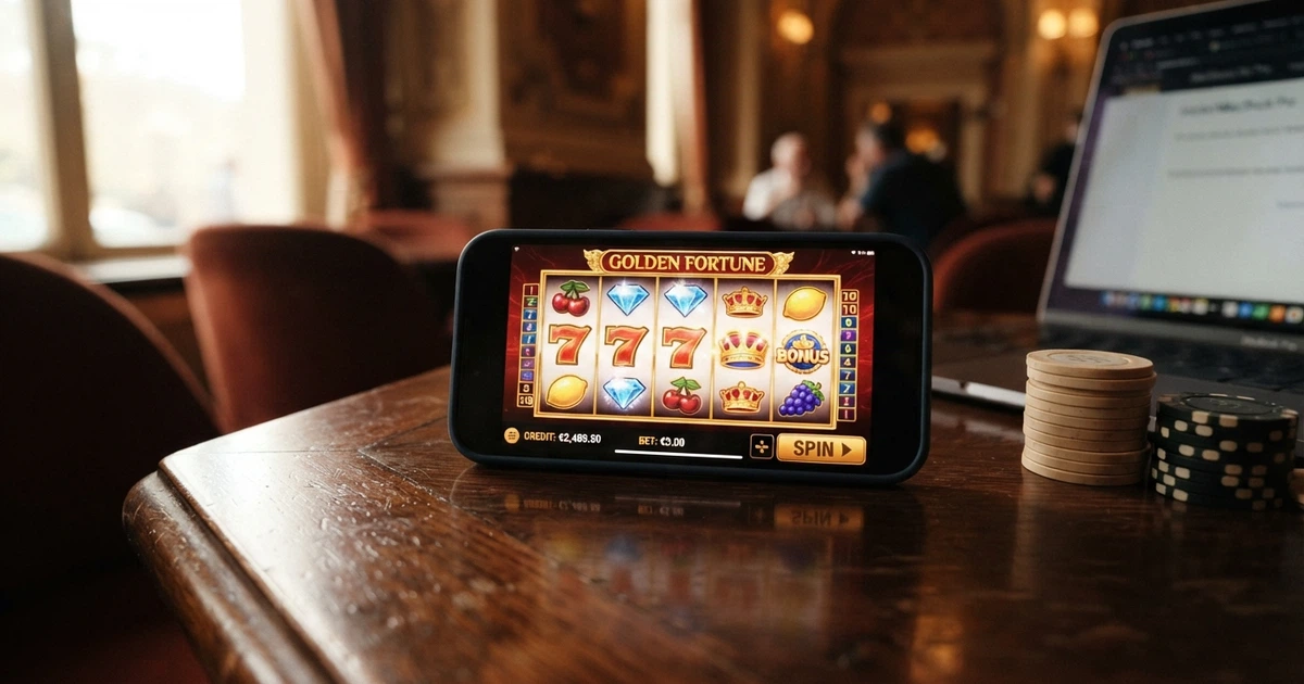 Schermata di una slot machine online con rulli, simboli colorati e pannello informativo laterale che mostra la percentuale RTP del gioco