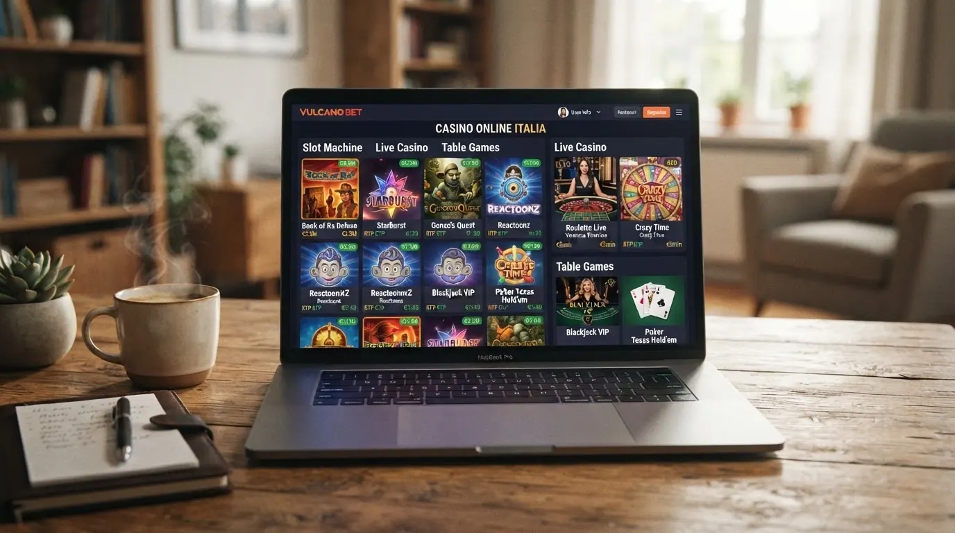 Lobby di un casinò online con licenza Curacao, sezioni per slot, live casino e giochi da tavolo, provider in evidenza