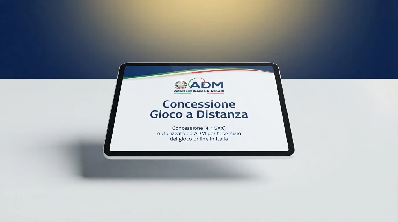 Logo ufficiale ADM Agenzia delle Dogane e dei Monopoli accanto al simbolo del gioco a distanza regolamentato