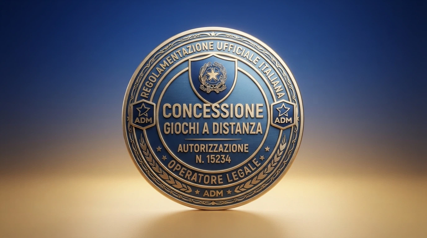 Il sigillo ufficiale dell'Agenzia delle Dogane e dei Monopoli con la dicitura concessione giochi a distanza