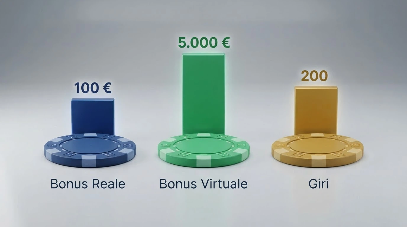 Tabella comparativa dei bonus di benvenuto dei principali casinò con licenza ADM