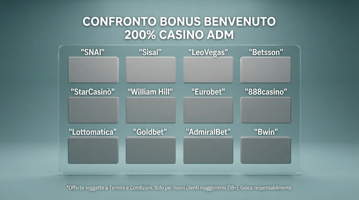 Una schermata comparativa con loghi e offerte di casinò online italiani disposti in griglia