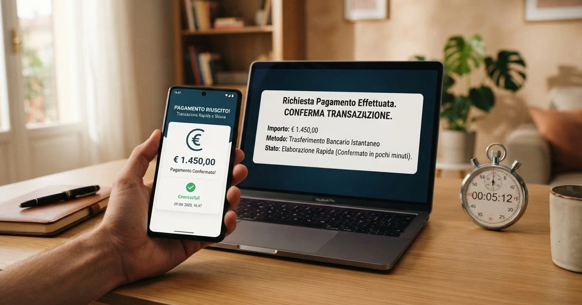 Un giocatore consulta il telefono accanto a un laptop aperto sulla pagina dei prelievi di un casinò online, con un cronometro in sovrimpressione