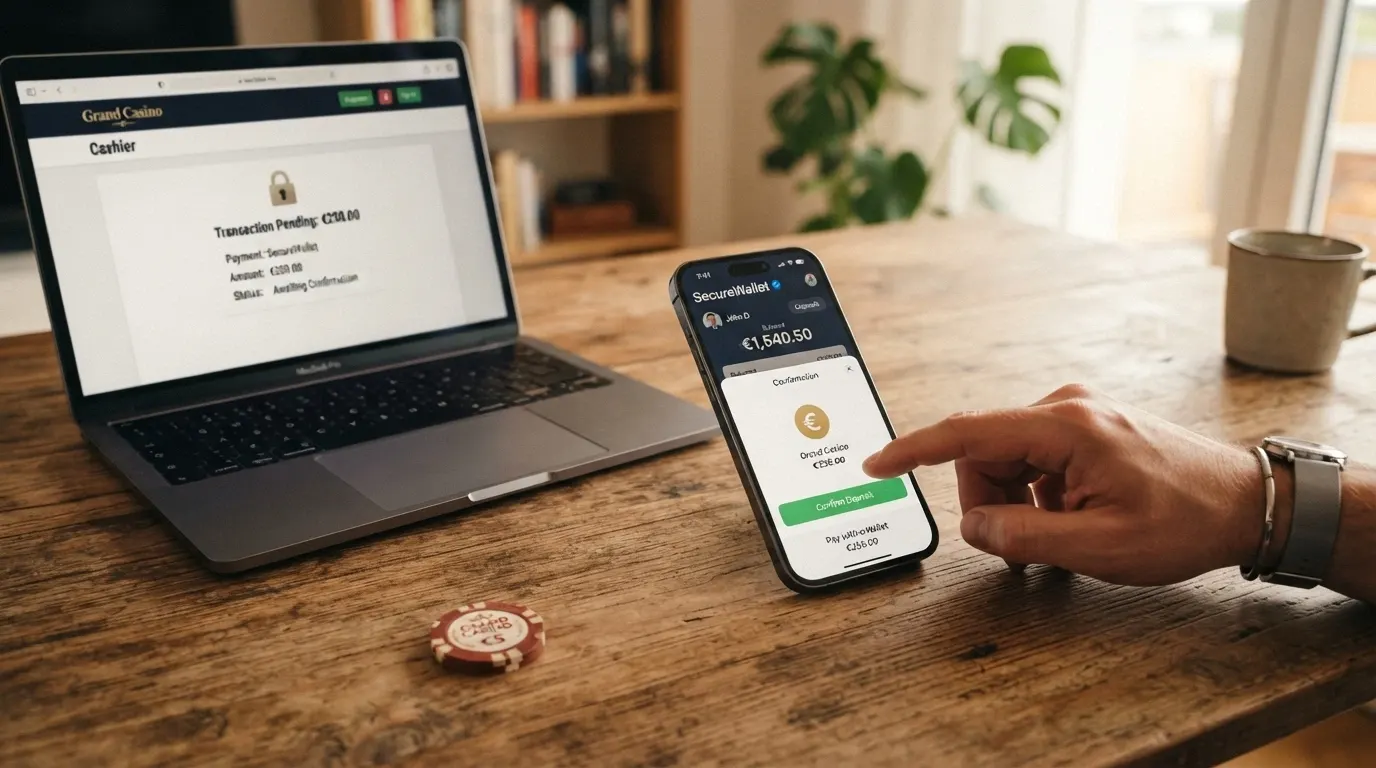 Schema visivo del percorso di un versamento: dal conto bancario al wallet Mifinity e dal wallet al conto gioco, con l'indicazione dei tempi