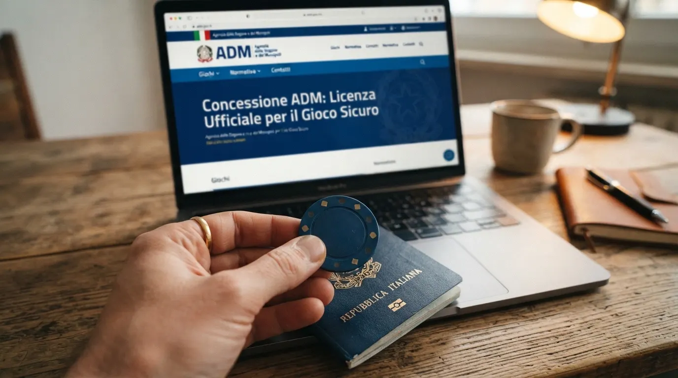 Il logo dell'Agenzia delle Dogane e dei Monopoli accanto alla bandiera italiana e alla scritta «Concessione»