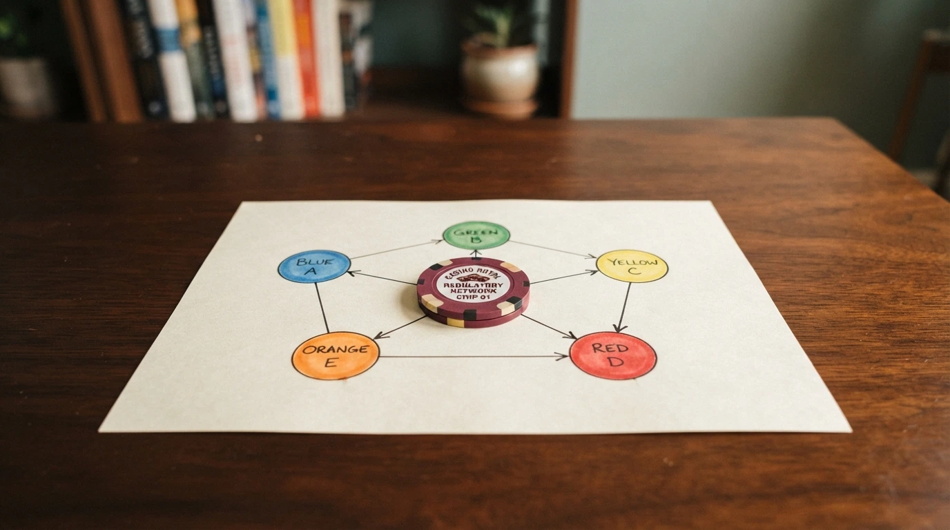 Mappa o schema delle giurisdizioni che regolano i casinò accessibili in Italia, con l'icona dello scudo ADM evidenziata