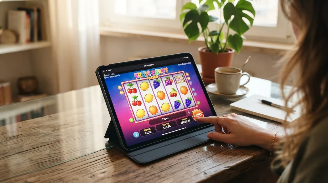 Schermata di una slot machine in modalità demo con il contatore dei crediti virtuali e il pulsante «Prova gratis»