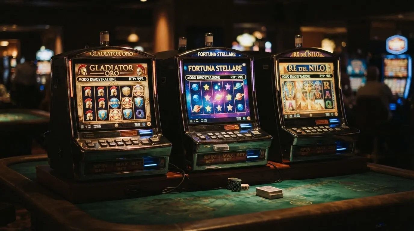 Tre slot machine online in modalità demo con le percentuali RTP in sovrimpressione