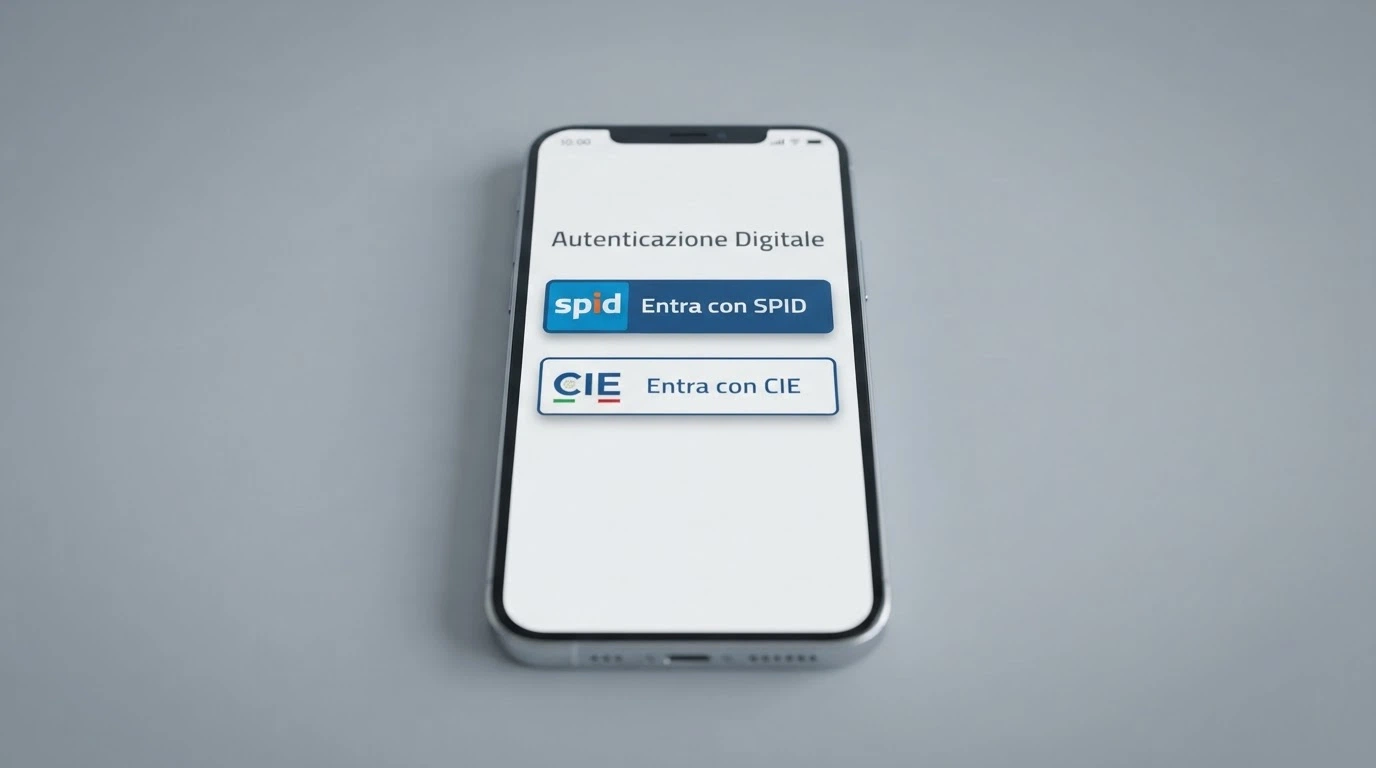 Schermata di accesso con i pulsanti di autenticazione SPID e CIE, i sistemi di identità digitale italiani